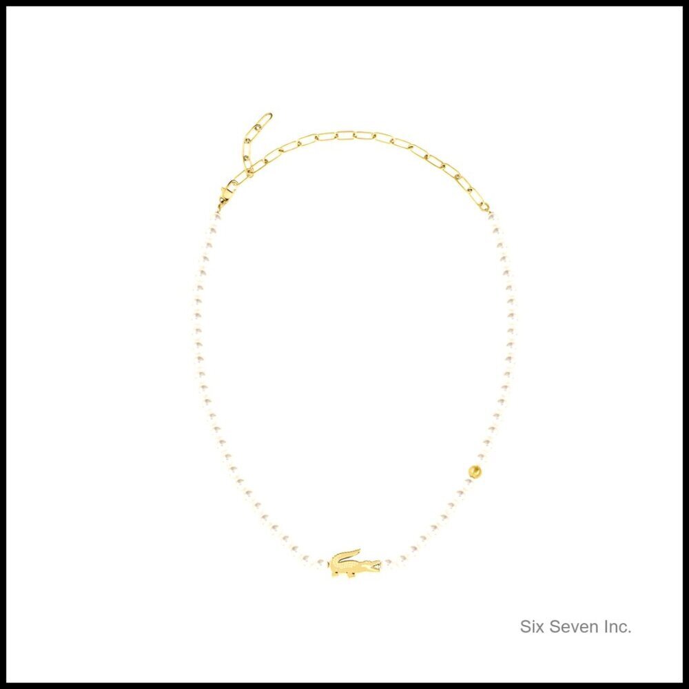 Unisex Faux Pearl Necklace Tennis Sporty Elegant Modern Lobster Clasp
